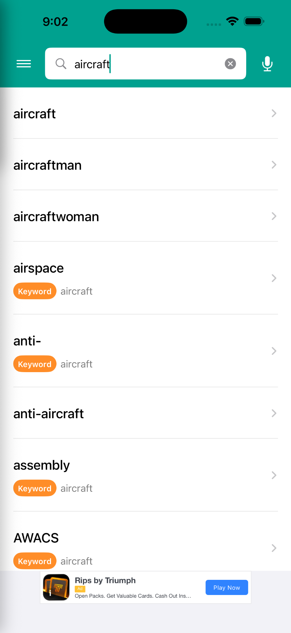 English–Myanmar Dictionary search results screen